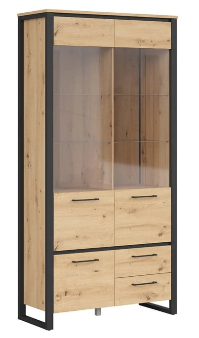 Vysoká třídveřová vitrína se zásuvkami do obývacího pokoje Dodson - Black Red White - BRW
Vysoká třídveřová vitrína se zásuvkami do obývacího pokoje Dodson - Black Red White - BRW