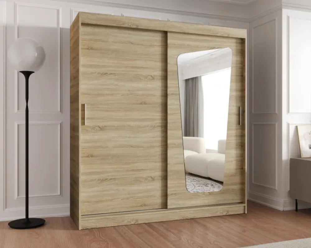 Šatní skříň s posuvnými dveřmi se zrcadlem Moka 180 cm