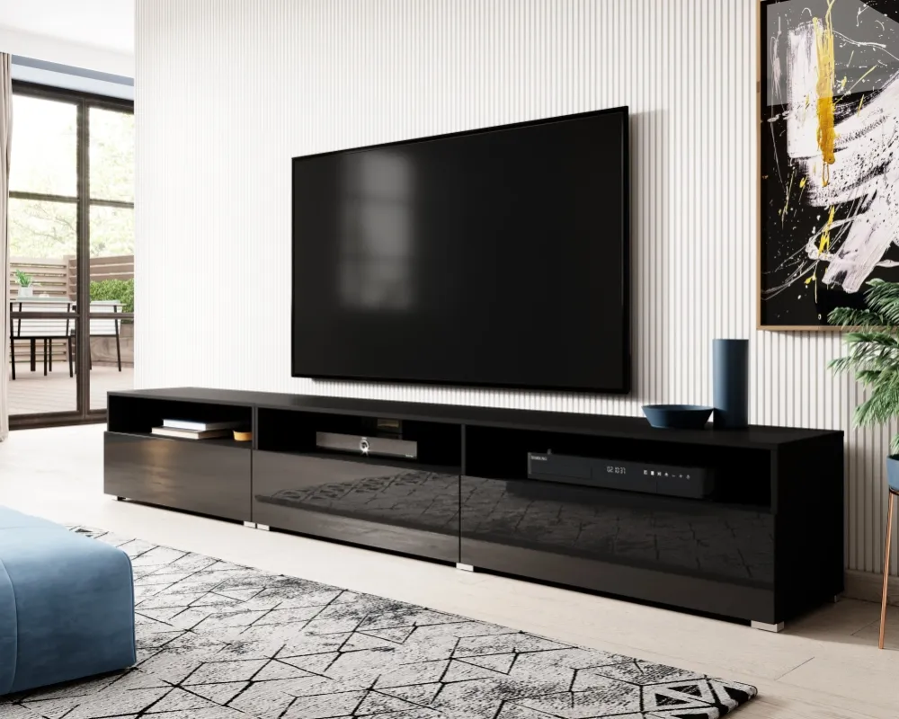 Designový TV stolek s vyklápěcími dvířky s možností zavěsení do obývacího pokoje Athens