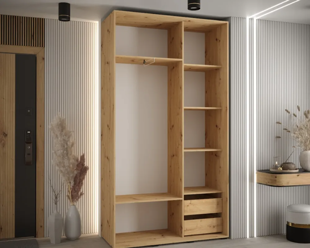 Šatní skříň s posuvnými dveřmi Sapporo 1 140, hloubka 45 cm