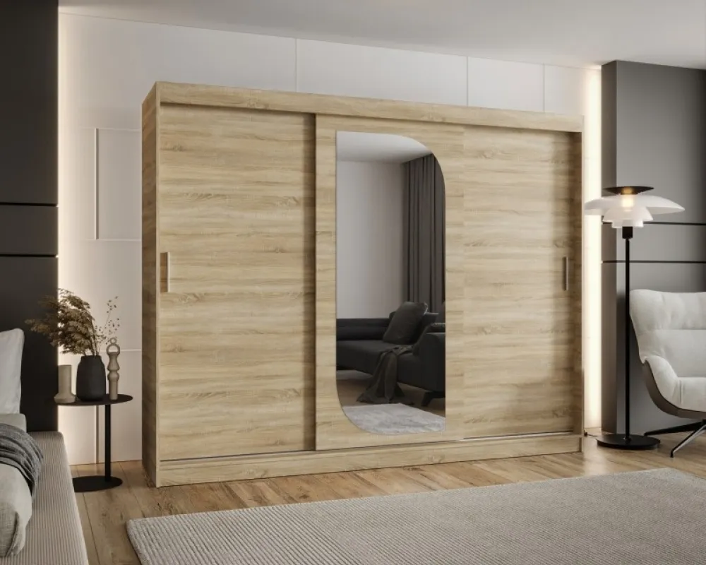 Šatní skříň s posuvnými dveřmi se zrcadlem Spoti 250 cm