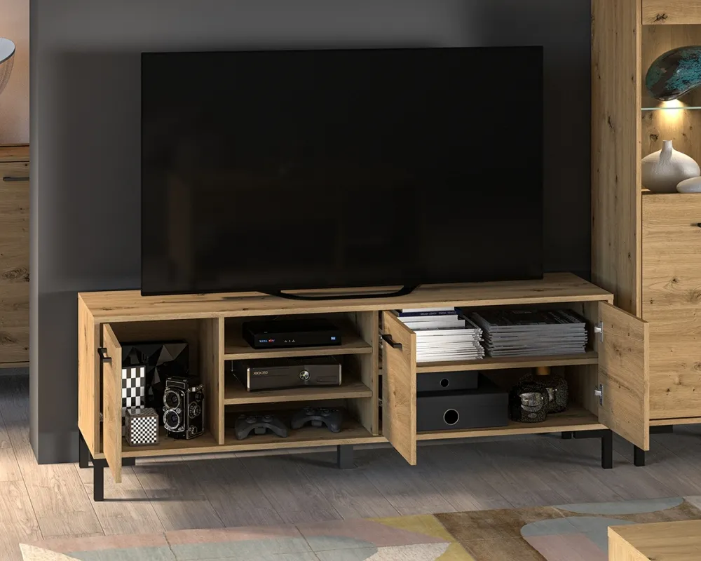Třídveřový TV stolek do obývacího pokoje Nevio
