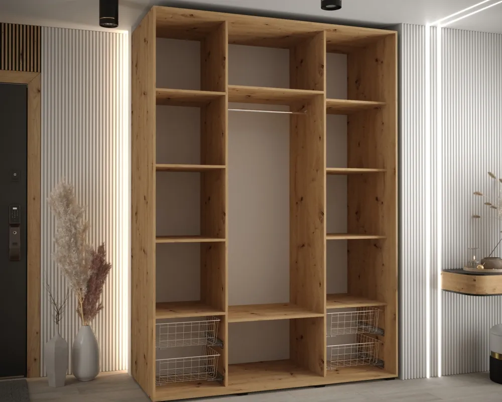 Šatní skříň s posuvnými dveřmi Sapporo 1 180, hloubka 60 cm