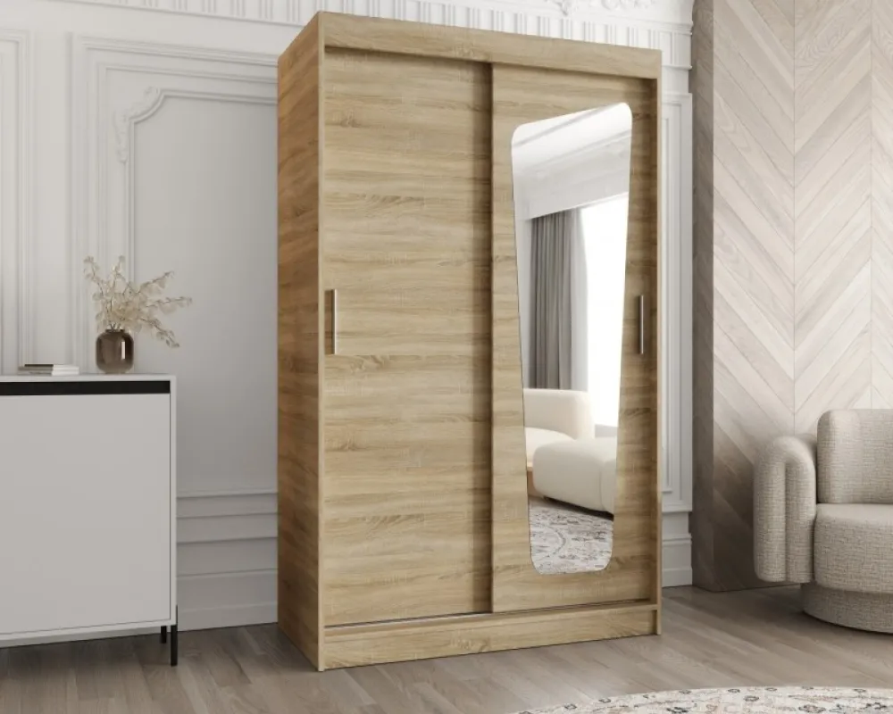Šatní skříň s posuvnými dveřmi se zrcadlem Moka 120 cm