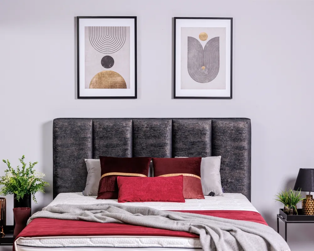 Łóżko tapicerowane Gaja 160x200 medium na złotych nóżkach z pojemnikiem