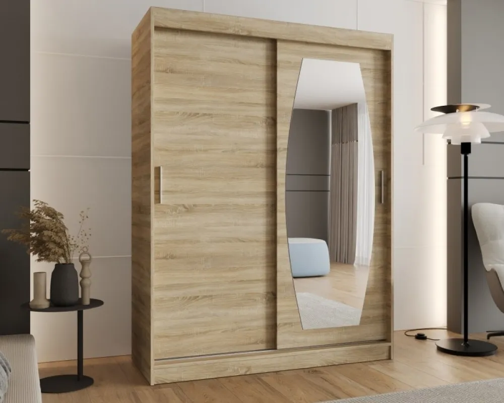 Šatní skříň s posuvnými dveřmi se zrcadlem Rossa 150 cm
