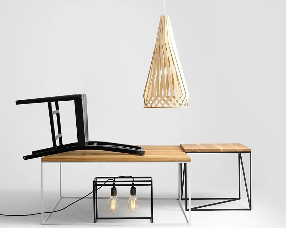 Konferenční stolek na kovových rámech do obývacího pokoje Tensio Solid Wood 80