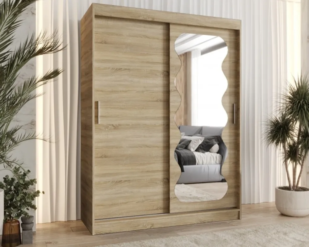 Šatní skříň s posuvnými dveřmi se zrcadlem Spoti 150 cm