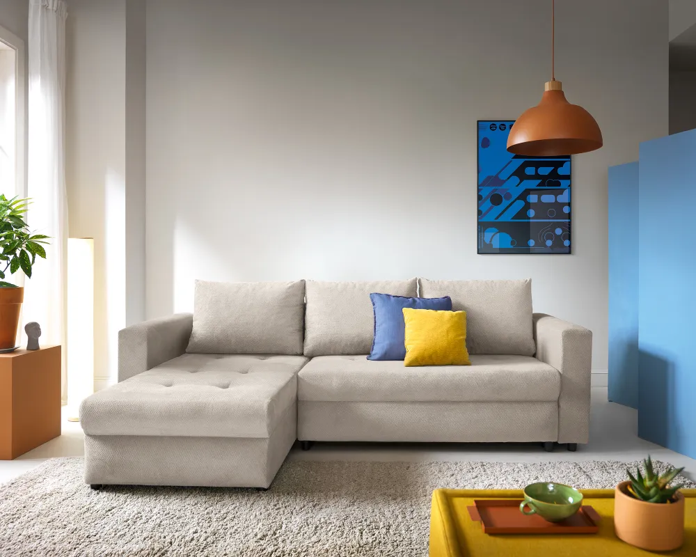 Narożnik Metis uniwersalny z funkcją spania i pojemnikiem na pościel