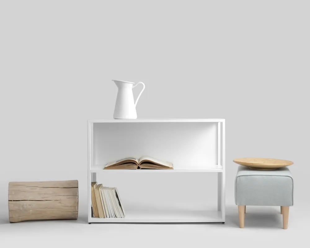 Prostorný kovový regál do obývacího pokoje Hyller Side 100x75
