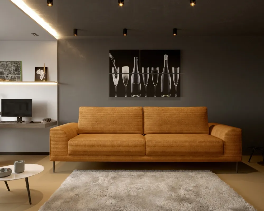 Sofa Capitol z funkcją spania typu DL i pojemnikiem na pościel