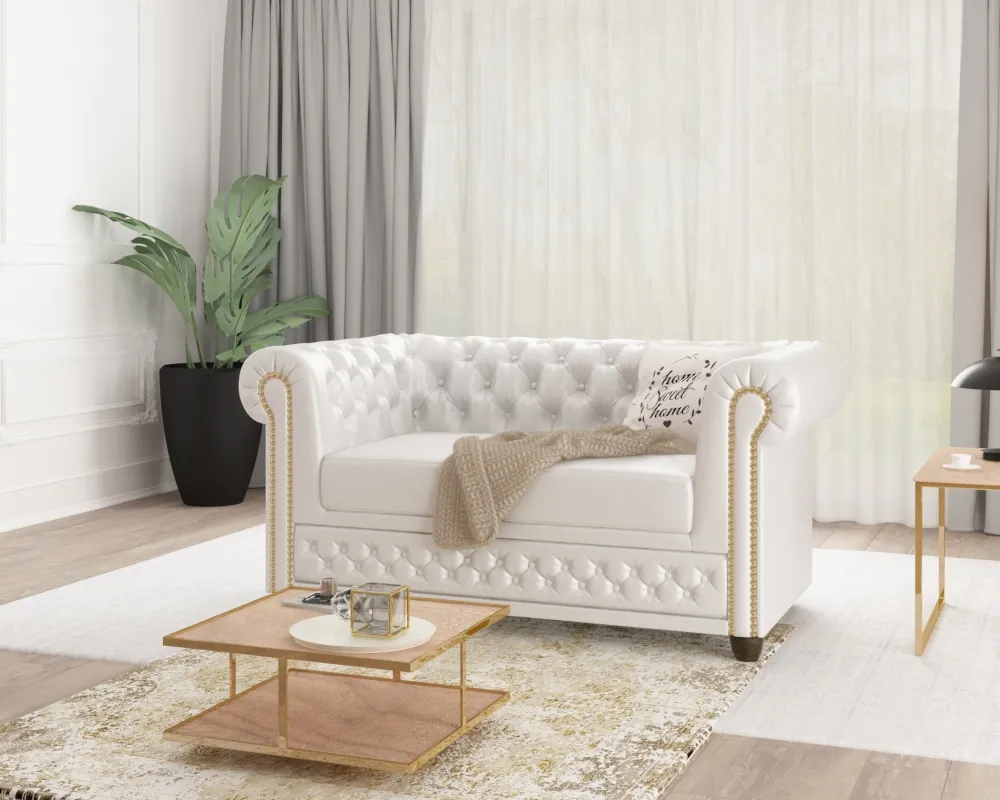 Sofa 2-osobowa Chesterfield York bezfunkcyjna