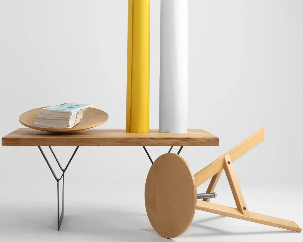 Konferenční stolek na kovových rámech Longo Solid Wood 100x60