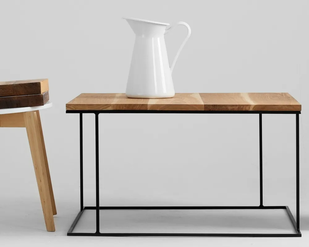 Konferenční stolek na kovových rámech 100x100 Walt Solid Wood