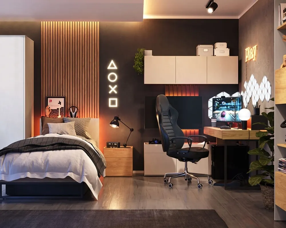 Jednoosobowe łóżko 90 z szufladą do pokoju młodzieżowego Teen Flex