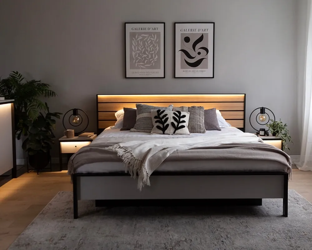 Łóżko 180 z pojemnikiem Gris