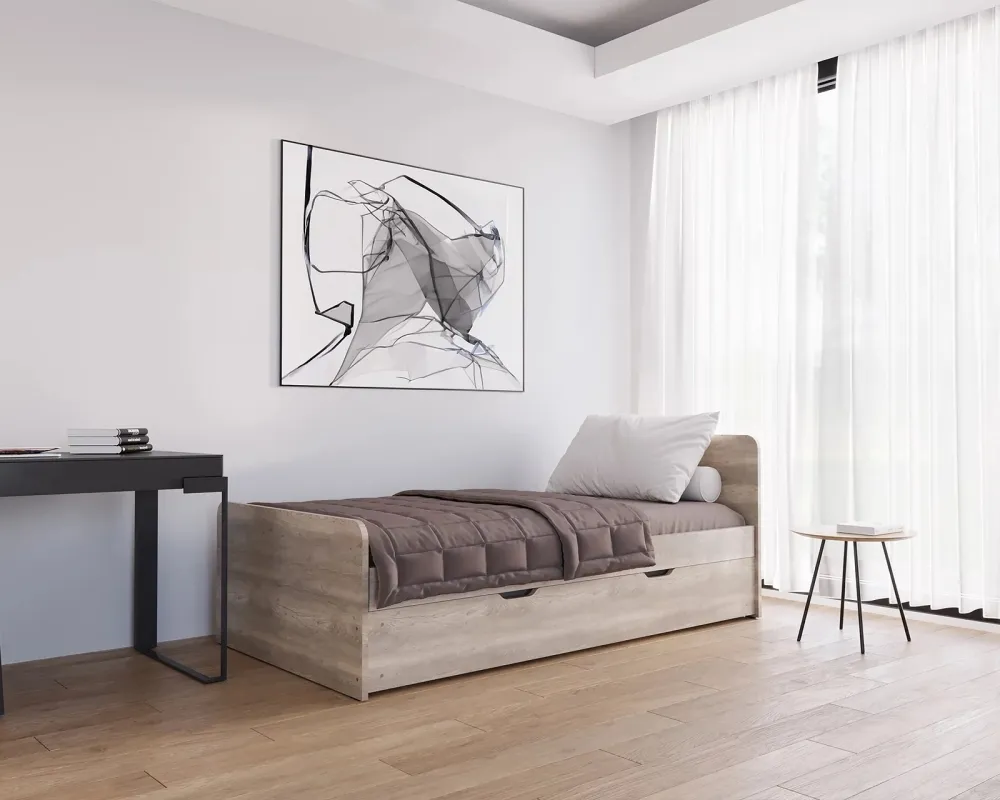 Łóżko 80208 z podnoszonym stelażem i pojemnikiem 90x200