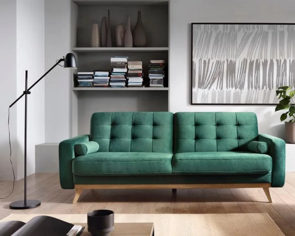 Sofa Nova z wygodną funkcją spania oraz pojemnikiem na pościel