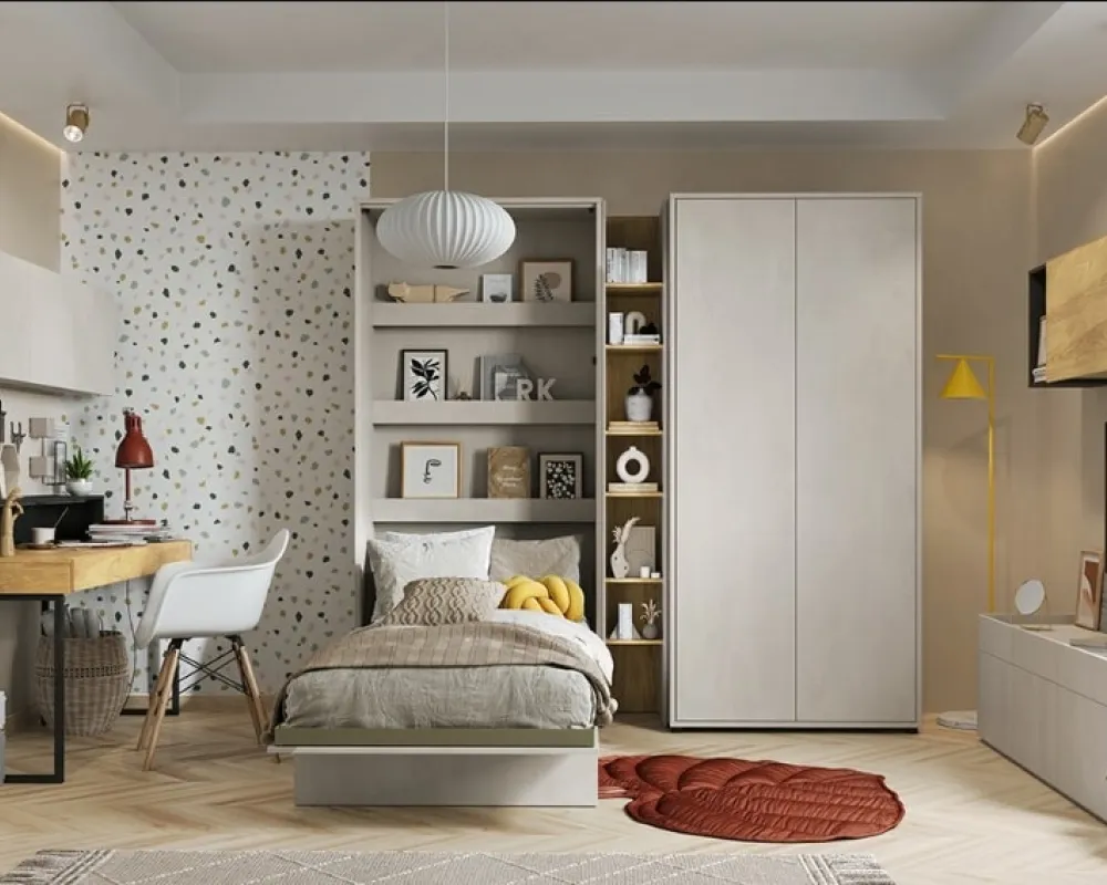 Półkotapczan Pionowy pod materac 90 z półkami do pokoju młodzieżowego Concept Junior