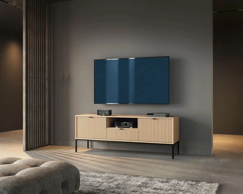 Dvoudveřový TV stolek se zásuvkou a nikou do obývacího pokoje Nova