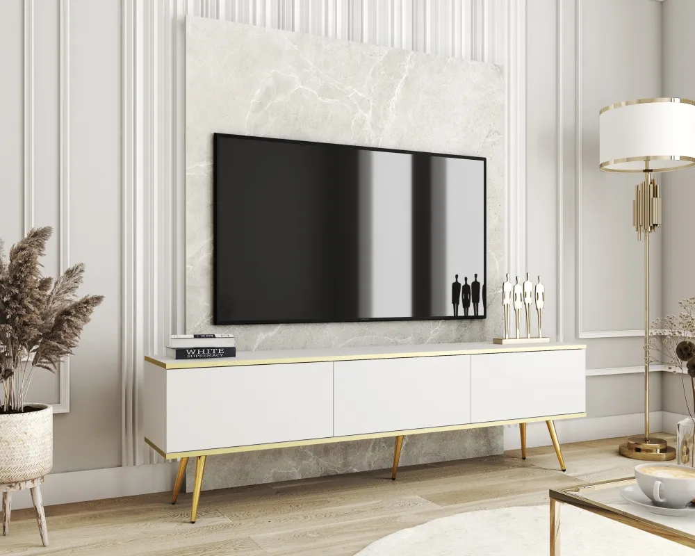 Szafka RTV Oro 175 na nóżkach złotych