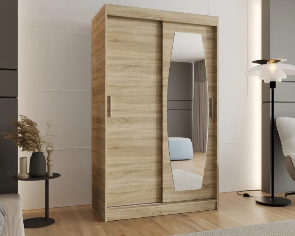 Šatní skříň s posuvnými dveřmi se zrcadlem Rossa 120 cm