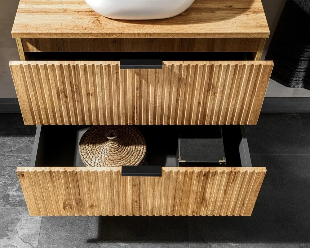 Koupelnový nábytkový set Adel Oak 120 s umyvadly na desku stolu