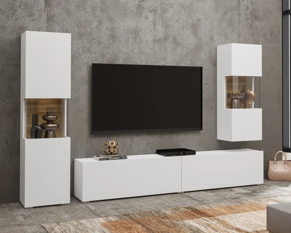 Velká obývací stěna s vitrínami a TV stolkem do obývacího pokoje Ava