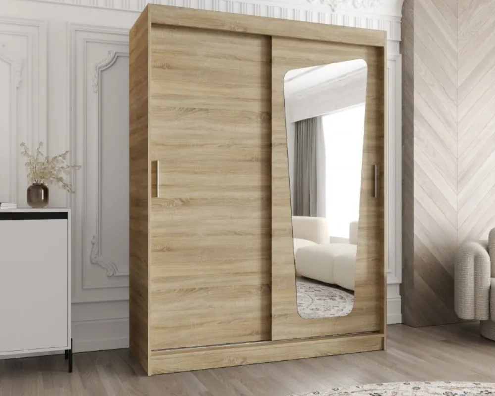 Šatní skříň s posuvnými dveřmi se zrcadlem Moka 150 cm