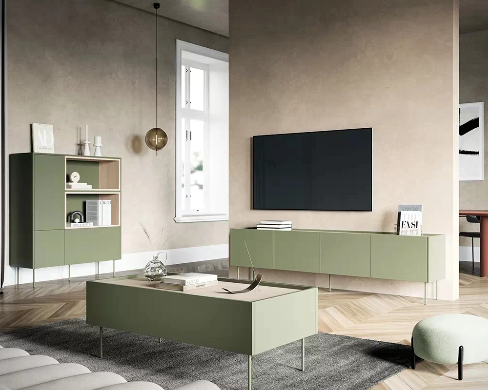 TV stolek Desin 220 cm se dvěma zásuvkami