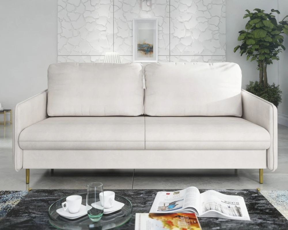 Sofa Tulia z funkcją spania typu DL i pojemnikiem na pościel 