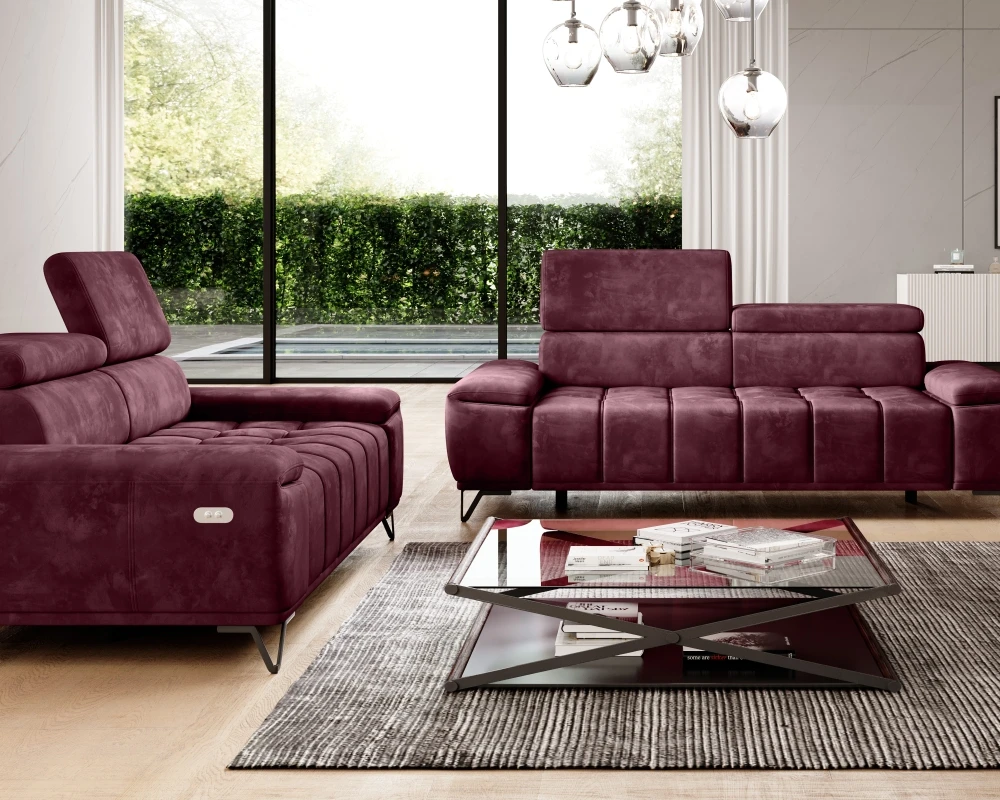 Sofa 2-osobowa Palladio z elektrycznie regulowaną głębokością siedziska