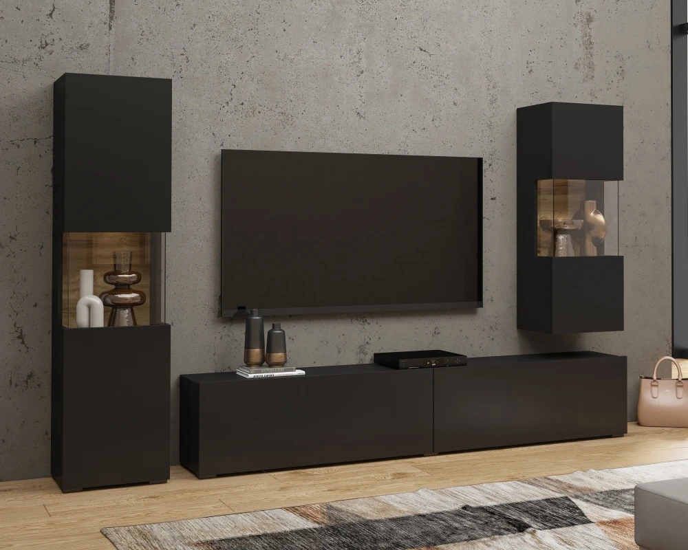 Velká obývací stěna s vitrínami a TV stolkem do obývacího pokoje Ava