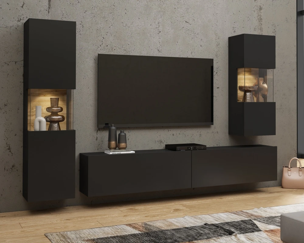 Velká obývací stěna s vitrínami a TV stolkem do obývacího pokoje Ava