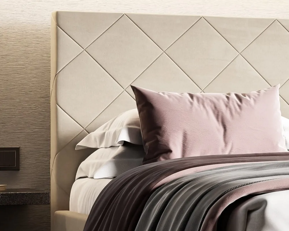 Łóżko tapicerowane Slim 160x200 ze stelażem i eleganckim zagłówkiem