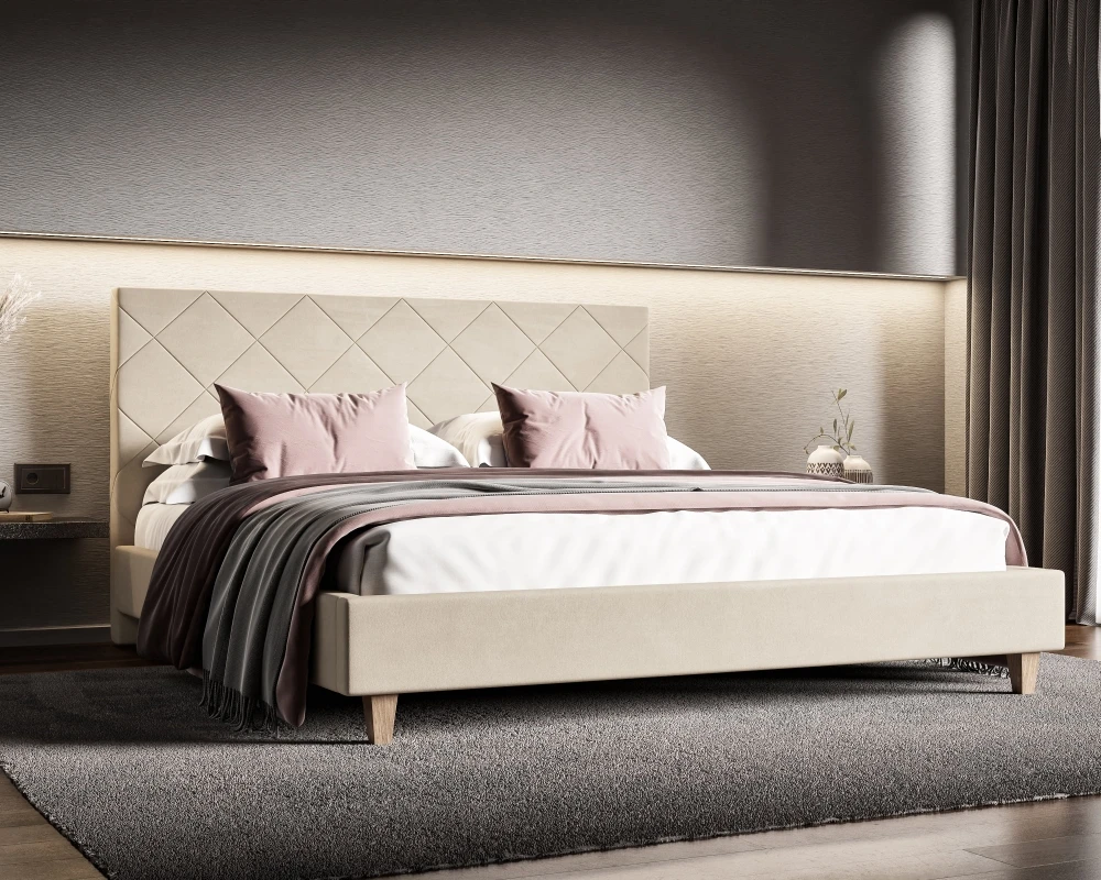 Łóżko tapicerowane Slim 160x200 ze stelażem i eleganckim zagłówkiem