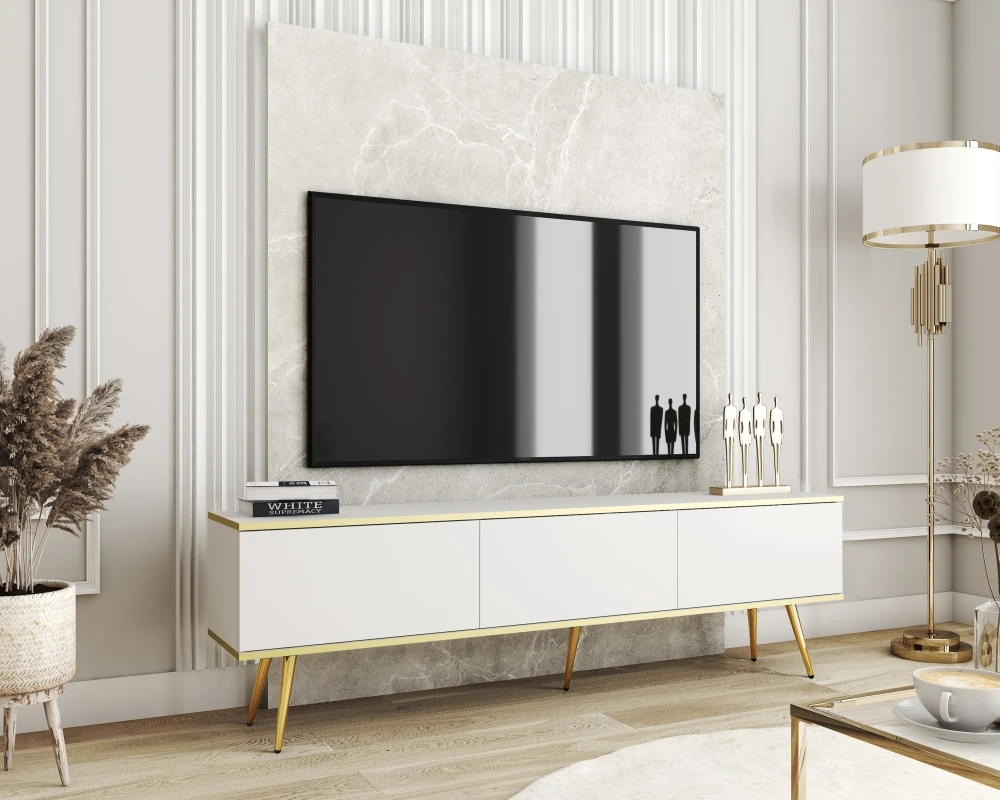 Szafka RTV Oro 175 na nóżkach złotych