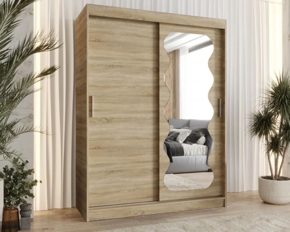 Šatní skříň s posuvnými dveřmi se zrcadlem Spoti 150 cm