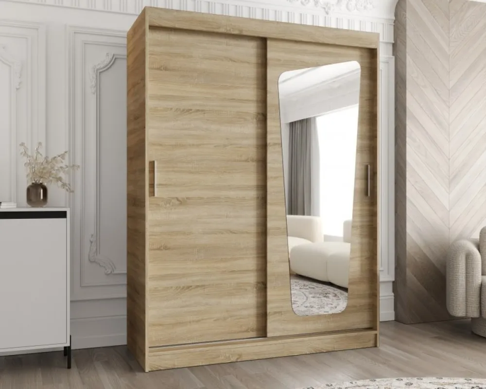 Šatní skříň s posuvnými dveřmi se zrcadlem Moka 150 cm