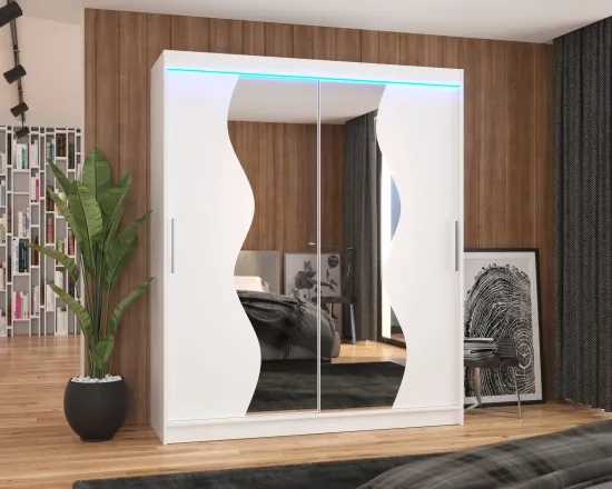 Skriňa s posuvnými dverami Medison 180 so zrkadlom a LED osvetlením