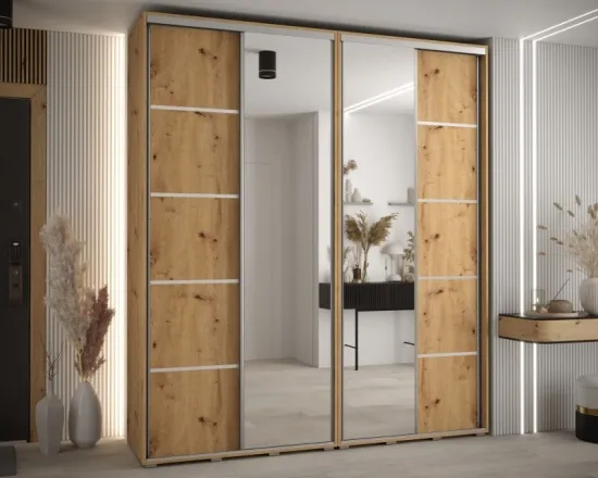 Skriňa s posuvnými dverami so zrkadlom Davos 5 210 cm 45 cm hĺbky