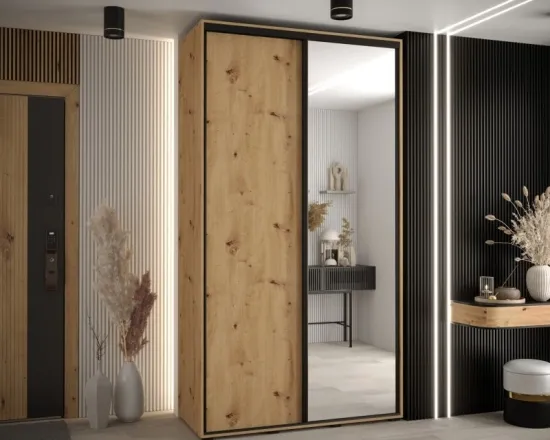 Skriňa s posuvnými dverami so zrkadlom vysoká Davos 3 140 hĺbka 45 cm