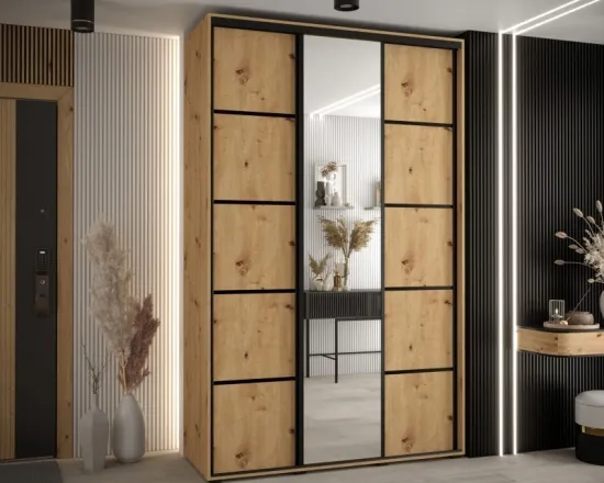 Šatní skříň s posuvnými dveřmi se zrcadlem Cannes 5 160 45 cm hloubky
