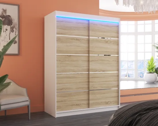 Šatní skříň s posuvnými dveřmi s LED osvětlením Luft 150