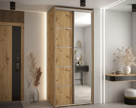 Skriňa s posuvnými dverami so zrkadlom Davos 5 100 cm 60 cm hĺbky