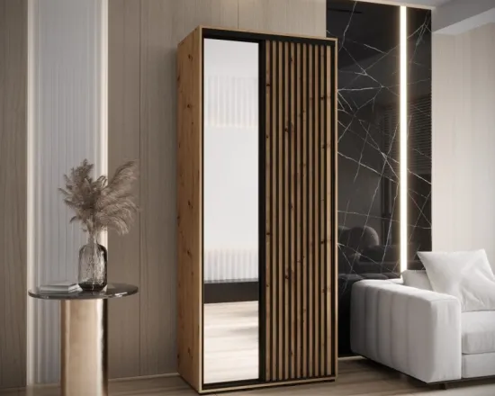 Skriňa s posuvnými dverami so zrkadlom Lanko 2 110 cm 45 cm hĺbky
