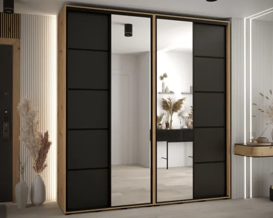 Skriňa s posuvnými dverami so zrkadlom Davos 5 220 cm 45 cm hĺbky