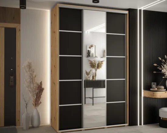 Skriňa s posuvnými dverami so zrkadlom Cannes 5 150 cm 45 cm hĺbky