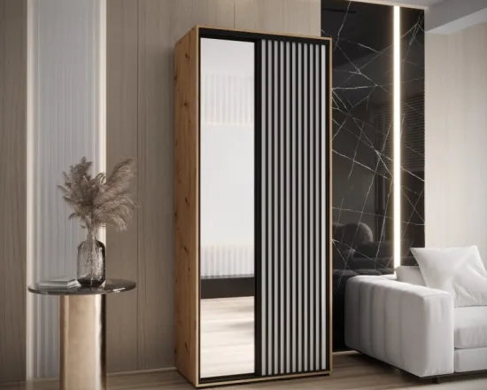 Skriňa s posuvnými dverami so zrkadlom Lanko 2 120 cm 45 cm hĺbky