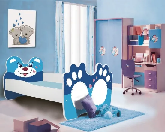 Postel s matrací Bear Blue 140x70 cm